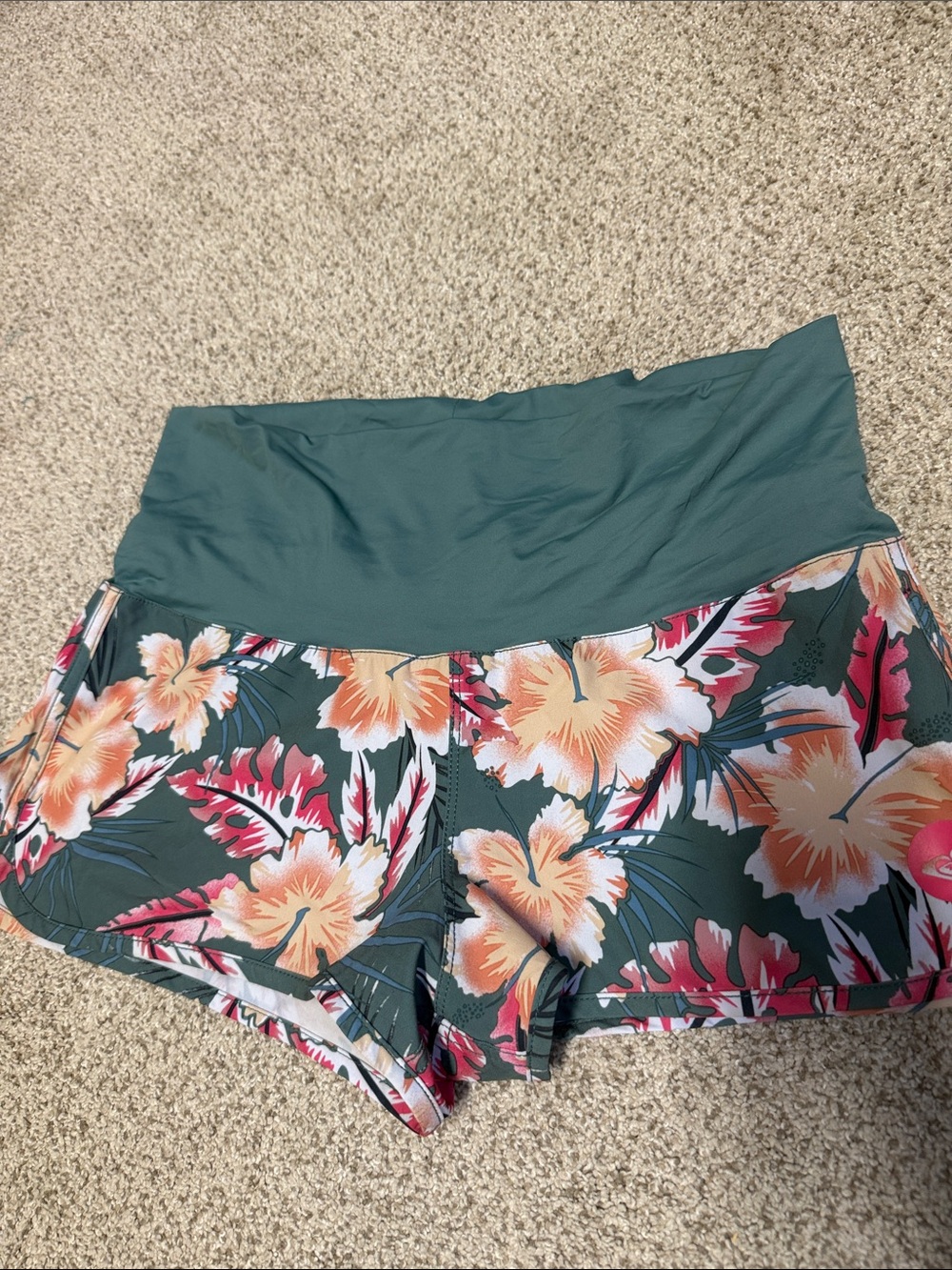 Roxy Green Floral Swim Short